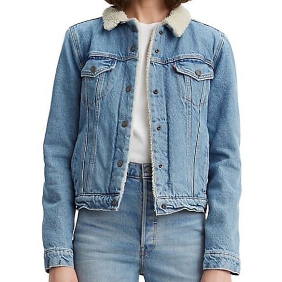 Levi's Original Faux Shearling-Trimmed Denim Trucker Jacket - Picture 1 of 6